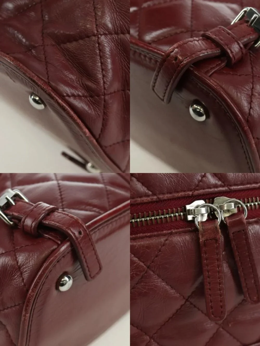 CHANEL Matelasse Chain Backpack Leather Bordeaux Silver CC Auth 172627A